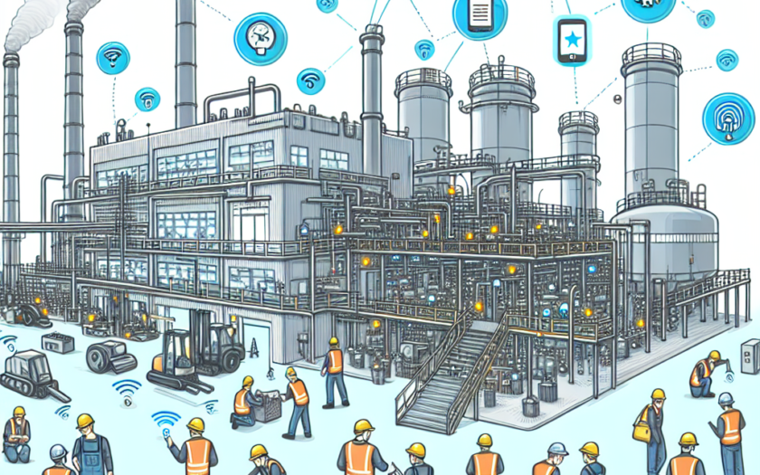 "Industrial worker monitoring IoT sensors for enhanced safety in high-risk environments, showcasing the integration of smart technology in occupational safety practices."